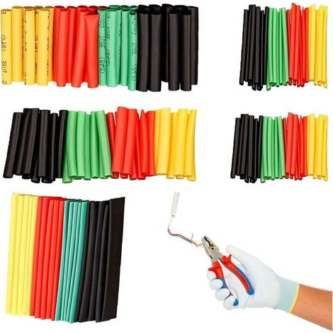 Kit de 328 gaines thermorétractables pour protection fils électriques et mécaniques, 4 couleurs et 8 tailles assorties (1/5)