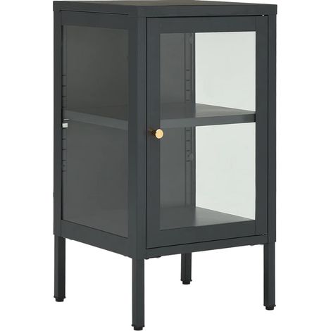 Maison Exclusive - Credenza Antracite 38x35x70 cm in Acciaio e Vetro
