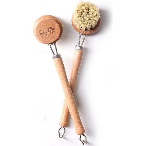 Brosse à vaisselle en bois naturel, accessoires d'évier de cuisine, brosses de nettoyage, brosse remplaçable (1/5)