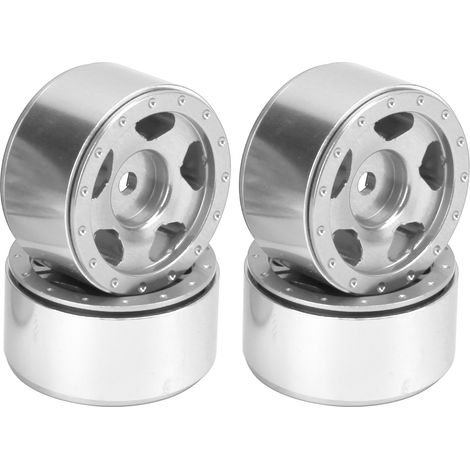 moyeux de roue en alliage d'aluminium pour voitures RC Axial SCX24 C10 JLU B‑17 1/24 (pièces détachées argentées) (1/5)