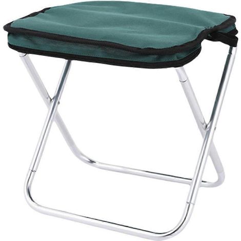 Tabouret de camping pliant, chaise de pêche avec sac de transport, mini siège portable en alliage d'aluminium pour pique-nique et barbecue, vert (1/5)