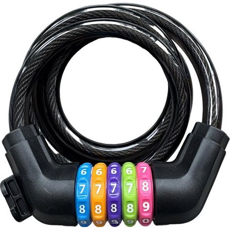 Candado para bicicleta con números para niños (10 mm x 1,2 m), candado de cable antirrobo con combinación de código, accesorios para bicicleta (1/5)