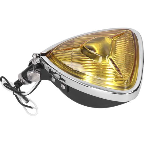 Projecteur Moto Rétro 12V 55W Triangulaire Verre Jaune, Lampe Avant Éclairage Puissant pour Motocyclette et Quad (1/5)