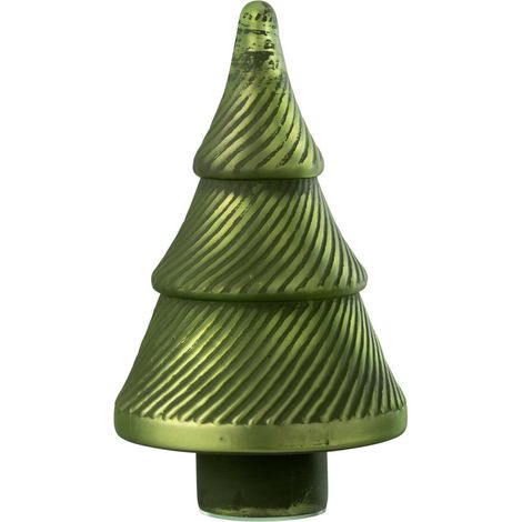 Sapin de Noël en Verre "Côtelé" 30cm Vert (1/2)