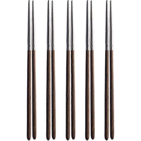 paires de baguettes antidérapantes en acier inoxydable, baguettes réutilisables en acier inoxydable-25.00X0.60X0.60CM (1/3)