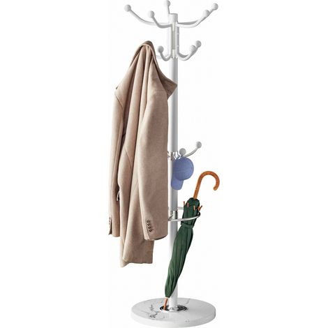 Porte-manteau blanc 173 cm avec base en marbre