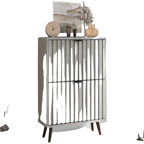 Zapatero, diseño que ahorra espacio, estética elegante, gris - MDF - Tablero de partículas - MDF (1/2)