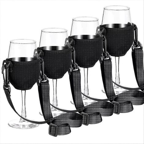 4PCS Sangle Porte-Verre à Vin Réutilisable Bretelle de Transport pour Verre, Support de Sling Portable pour Cave et Pique-Nique, Lot de 4 (1/5)