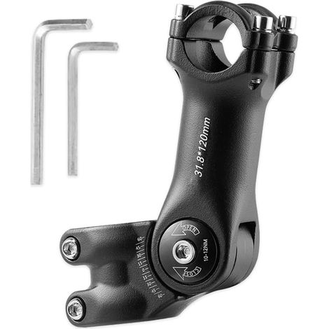 Verstellbarer Fahrradvorbau ±60°, MTB-Vorbau-Erhöhung 31,8 mm x 120 mm, Aluminium-Lenkervorbau mit Inbusschlüssel, Lenkerverlängerung für Fahrräder, Rennräder und BMX-Räder (1/5)