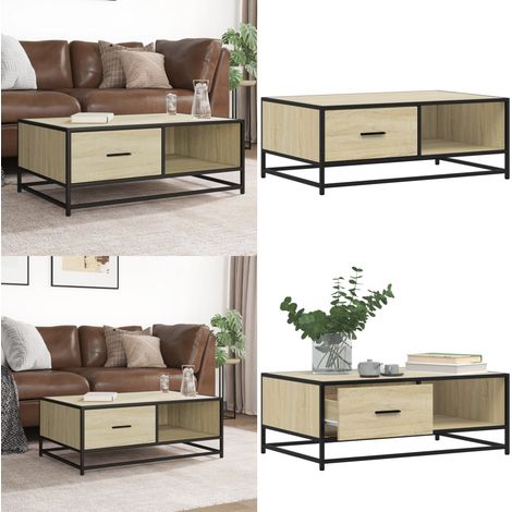 vidaXL Couchtisch Sonoma-Eiche 90x57x35 cm Holzwerkstoff und Metall (1/5)