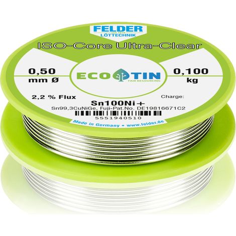 Felder ISO-Core "Ultra-Clear" Sn100Ni+ Lötzinn, bleifrei Spule Sn99,3CuNiG 0.100 kg 0.5 mm
