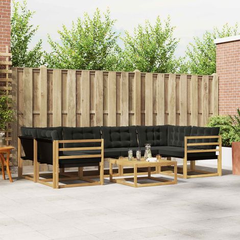 vidaXL Outdoor-Sofagarnitur 7 pcs Weiß und Schwarz 79 x 79 x 37 cm (1/5)