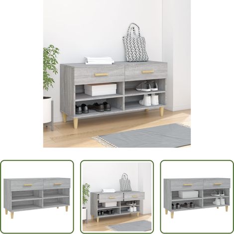 vidaXL Armoire bois - Meuble à chaussures Sonoma gris 102x35x55 cm Bois d'ingénierie (1/5)