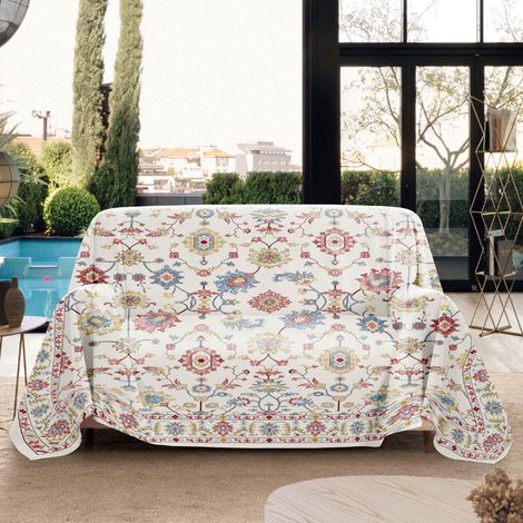 Telo Copritutto Matrimoniale Cotone 250x260 cm Grande Multiuso Copridivano Copriletto Arazzo Drappeggio Lavabile Resistente Disegno 6 (1/4)
