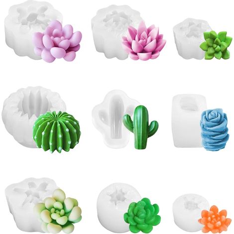 Moule Silicone Bougie, 9pcs Moules Bougie, Moules pour Bougies, Pour la fabrication de bougies d'aromathérapie, Cire de Haricots, Chocolat Etc (1/5)