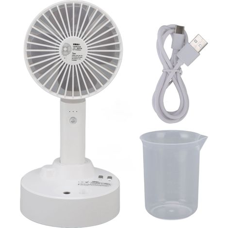 Mini ventilateur de bureau rechargeable USB, 3 vitesses, brumisateur, tête oscillante automatique, petit ventilateur portable avec base de chargement (1/4)