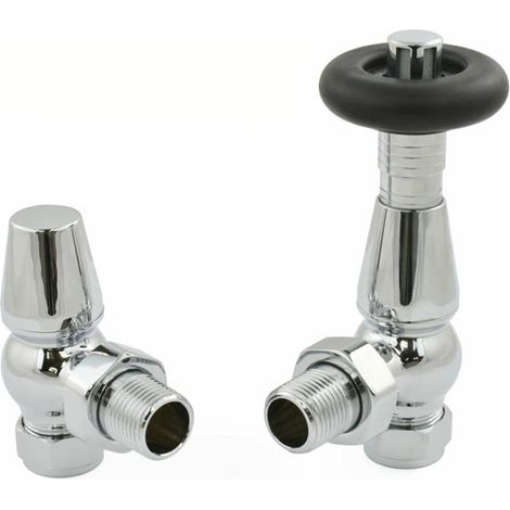 West Jaguar TRV Angled Thermostatic Radiator Valve and Lockshield - Chrome (1/5)