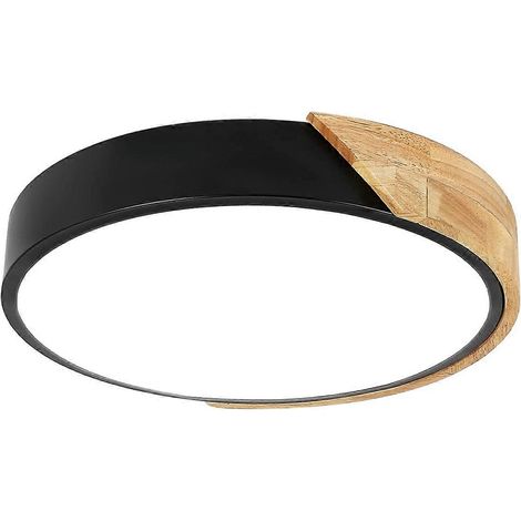 Plafonnier LED moderne rond en bois 24W, éclairage intérieur 2400lm, lumière blanche 6500K, pour salle de bain ou salon (1/5)