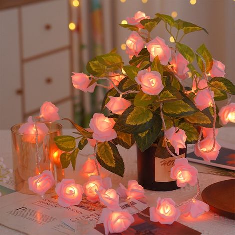 Guirlande Lumineuse Fleur - 10 Roses LED avec Batteries - Décoration Intérieure Chambre Salon Mariage Fête - 3 piles AA non incluses