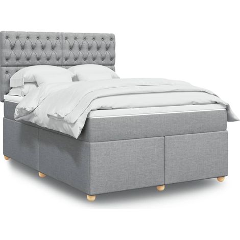Boxspringbett mit Matratze Hellgrau 140x190 cm Stoff vidaXL