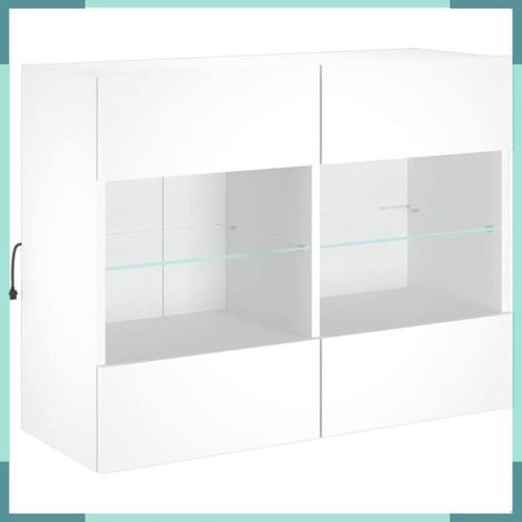 Meuble TV mural - 837099 - blanc - LED intégrées - 78,5x30x60,5 cm (1/5)