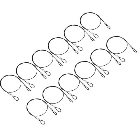 Sicherheitskabel – 8 Stück – 2 mm Edelstahl – Doppelschlaufe – Fahrradgepäckbeleuchtung – Schwarz, 0,5 m (1/5)