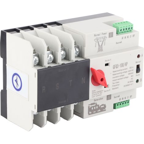 Commutateur de transfert automatique double alimentation 4P à commutation milliseconde, alimentation constante, générateur, 400 V CA (1/5)