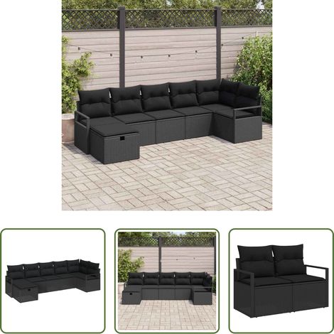 vidaXL Poly Rattan - Sofa Set mit Kissen 5 pcs Poly-Rattan (1/5)