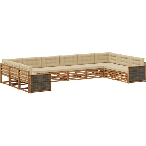 Sofa Sets with Cushion 10 pcs Solid Acacia Wood vidaXL (1/5)