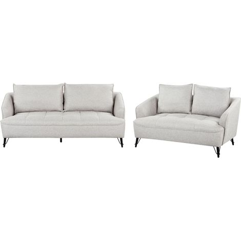 Living Room Set 5 Seater HOBRO Fabric Grey