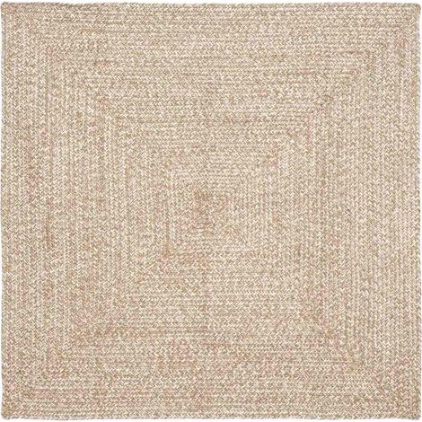 Area Rugs Natural and White 120 x 120 cm Jute vidaXL