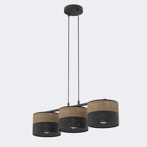 Lampada a sospensione KARBON a tre luci in acciaio nero