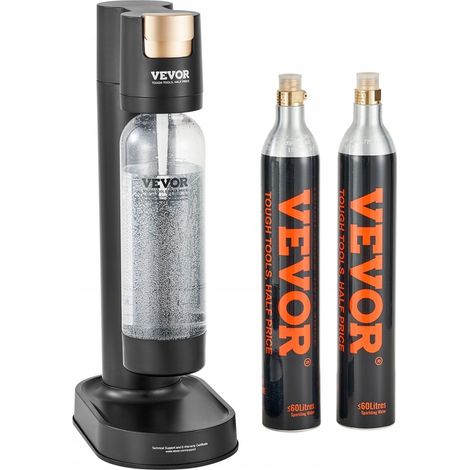 VEVOR Macchina per Acqua Gassante, Kit Acqua Soda con Bottiglia in PET da 1 L, Macchina per Gassatura Domestica, Bombola senza Gas CO2, Compatibile con e Bombole di CO2 Avvitata da 60 Litri Nera (1/5)