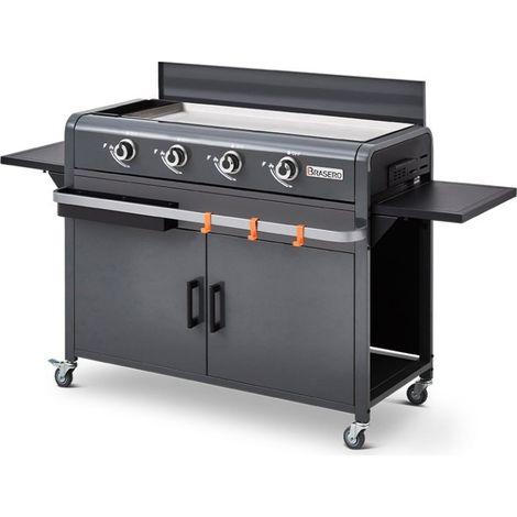 Favex – Plancha à gaz 4 brûleurs 9,6 kW – Plaque inox 88 x 35,5 cm – Zones de chauffe indépendantes – Cuisine saine et précise