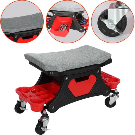 Wolketon Taburete de taller ergonómico con ruedas 410 lb / 185 kg y asiento de espuma