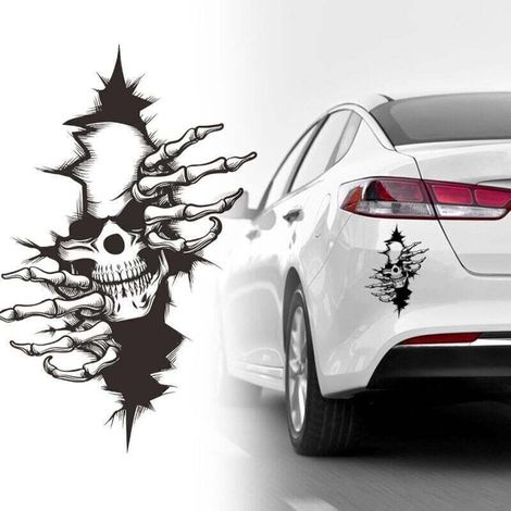 SABIR &x1f480 Horreur skull autocollant de voiture: Design de crâne élégant et cool pour rendre votre voiture d&39amour encore plus spéciale et pleine d&39attraction Simple mais exceptionnel skull hor (1/4)