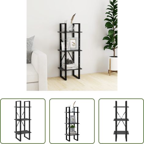 vidaXL Bücherregal 3 Ebenen -  Bücherregal 3 Böden Grau 40x30x105 cm Massivholz Kiefer