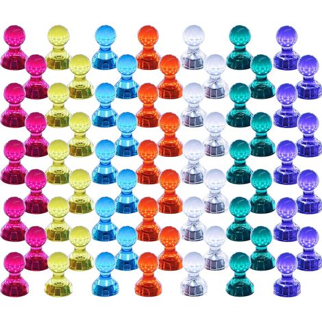 Puntine magnetiche, confezione da 60, colori assortiti, magneti potenti, ideali per lavagne, frigoriferi, mappe e calendari, Magenesis (1/5)