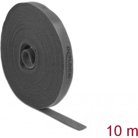Delock Cinta de velcro en rollo LA 10 m x AN 15 mm gris