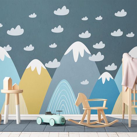 Stickers muraux enfants - Décoration chambre bébé - Autocollant Sticker mural géant enfant montagnes scandinaves BLANKA - 40x60cm (1/5)