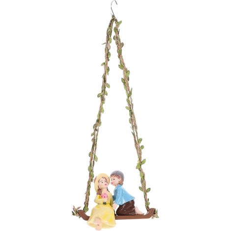 Petite Statue Couple en Résine Résistante aux Intempéries Figurine Miniature Balançoire Décorative pour Jardin et Terrasse Ornement Romantique Extérieur Décoration Jardin (1/5)