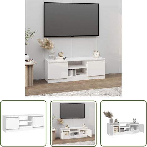 The Living Store TV-Schrank mit Tür Weiß 102x30x36 cm - TV Schrank - Holzwerkstoff Möbel - Weißer TV Stand - Fernsehtisch - Wohnzimmerschrank (1/5)
