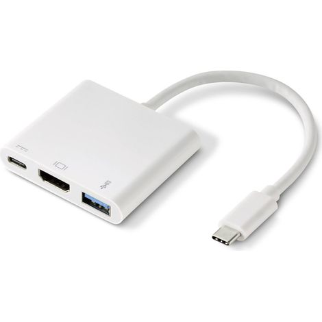 Renkforce RF-4366444 Adaptateur [1x USB-C® mâle - 1x HDMI femelle, USB 3.0 femelle type A, USB-C® femelle] blanc contacts dorés 12.00 cm Q625552 (1/5)