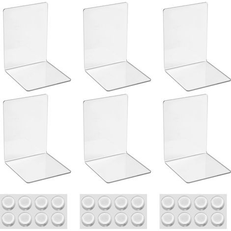 Serre-livres - avec autocollants antidérapants - Acrylique transparent - 6 pièces (1/5)