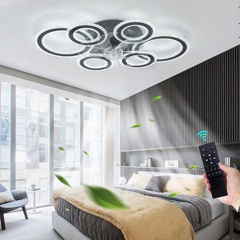 Ganeed 76CM Lampada da soffitto intelligente in stile moderno con ventilatore, motore a corrente continua, 6 velocità reversibili, ventilatore da soffitto per camera da letto con illuminazione a LED d (1/5)