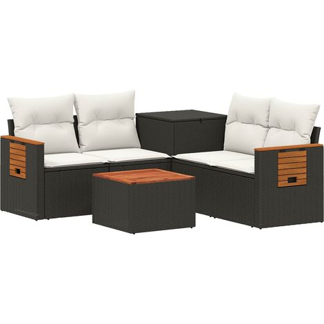 Set di divani 6 pz Nero e Bianco Crema vidaXL (1/5)