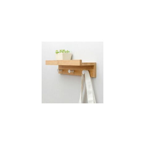 Wandgarderobe mit 3 Haken, schwebendes Bambus-Wandregal mit Haken für Flur, Badezimmer, Wohnzimmer, Schlafzimmer - Crezuo (1/4)