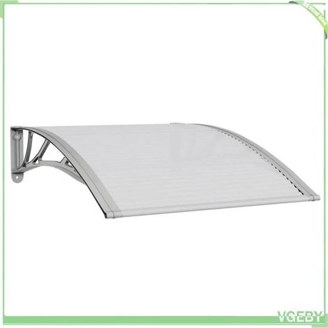 Auvent de porte - FAFEICY - 153589 - Gris/Transparent - 100x75 cm - Polycarbonate/Aluminium (1/5)