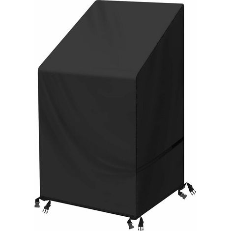 Abdeckung für Gartenstühle, strapazierfähig, wasserdicht, stapelbar, 210D Oxford-Gewebe, schwarz, 120 x 65 x 65/80 cm (1/5)