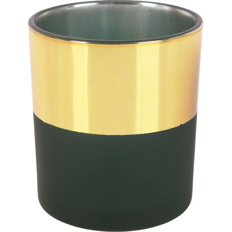 TrendLine Deko Glas Teelichthalter 7 x 8 cm gold schwarz Teelichthalter